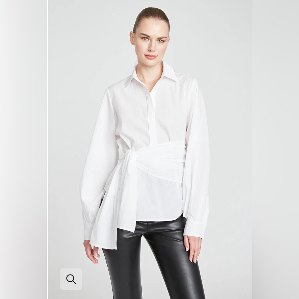 NWT AMUR Leo Poplin Tie Top, size XS
